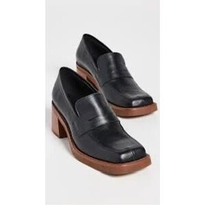 Alohas Roxanne Black Leather Loafer Clog Women's EU40 Block Chucky Heel